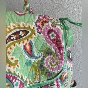Vera Bradley Backpack Floral Paisley Quilted Bag with Pink and Green Accents s-l400.jpg main image 3